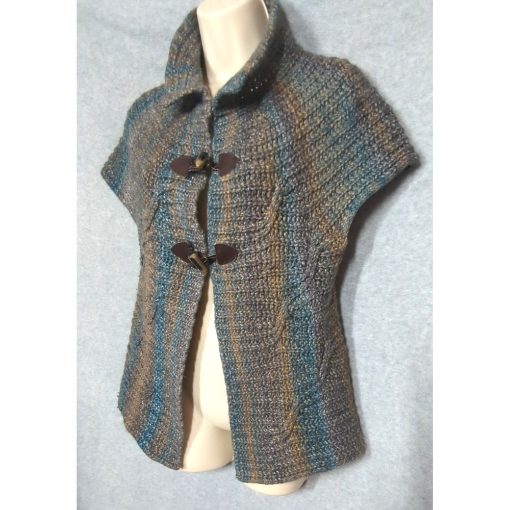 Linea Maglia Knit Cardigan Sweater Vest M Horn Toggles Italy Chunky Easy Chic